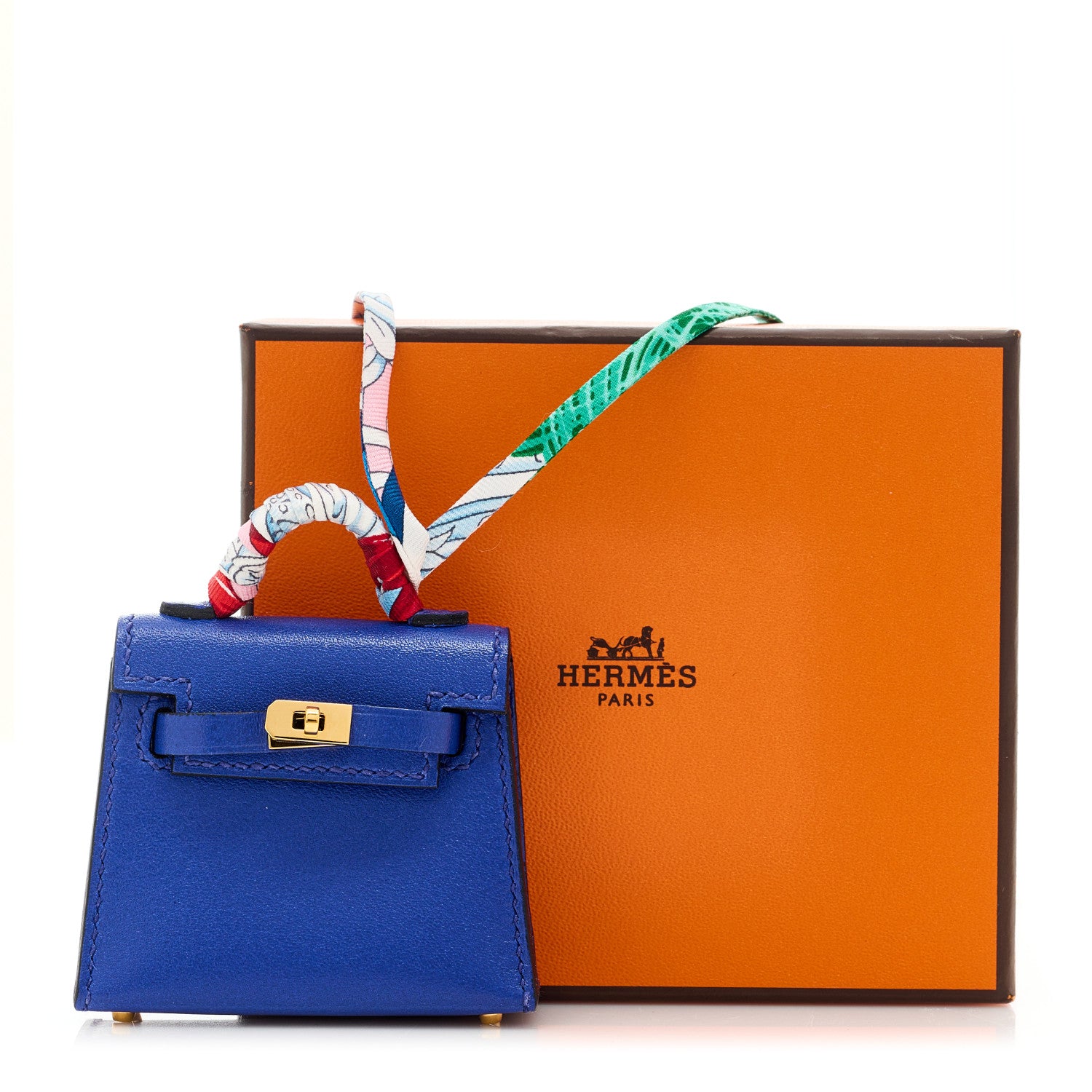 Hermes Tadelakt Mini Kelly Twilly Bag Charm Bleu Electrique 6 of 6