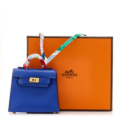 Hermes Tadelakt Mini Kelly Twilly Bag Charm Bleu Electrique 6 of 6