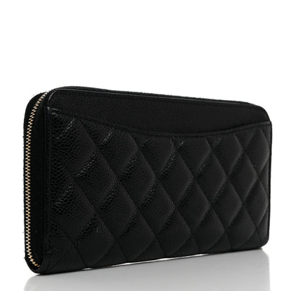Chanel Caviar Quilted Large Gusset Zip Around Wallet Black 3 of 9