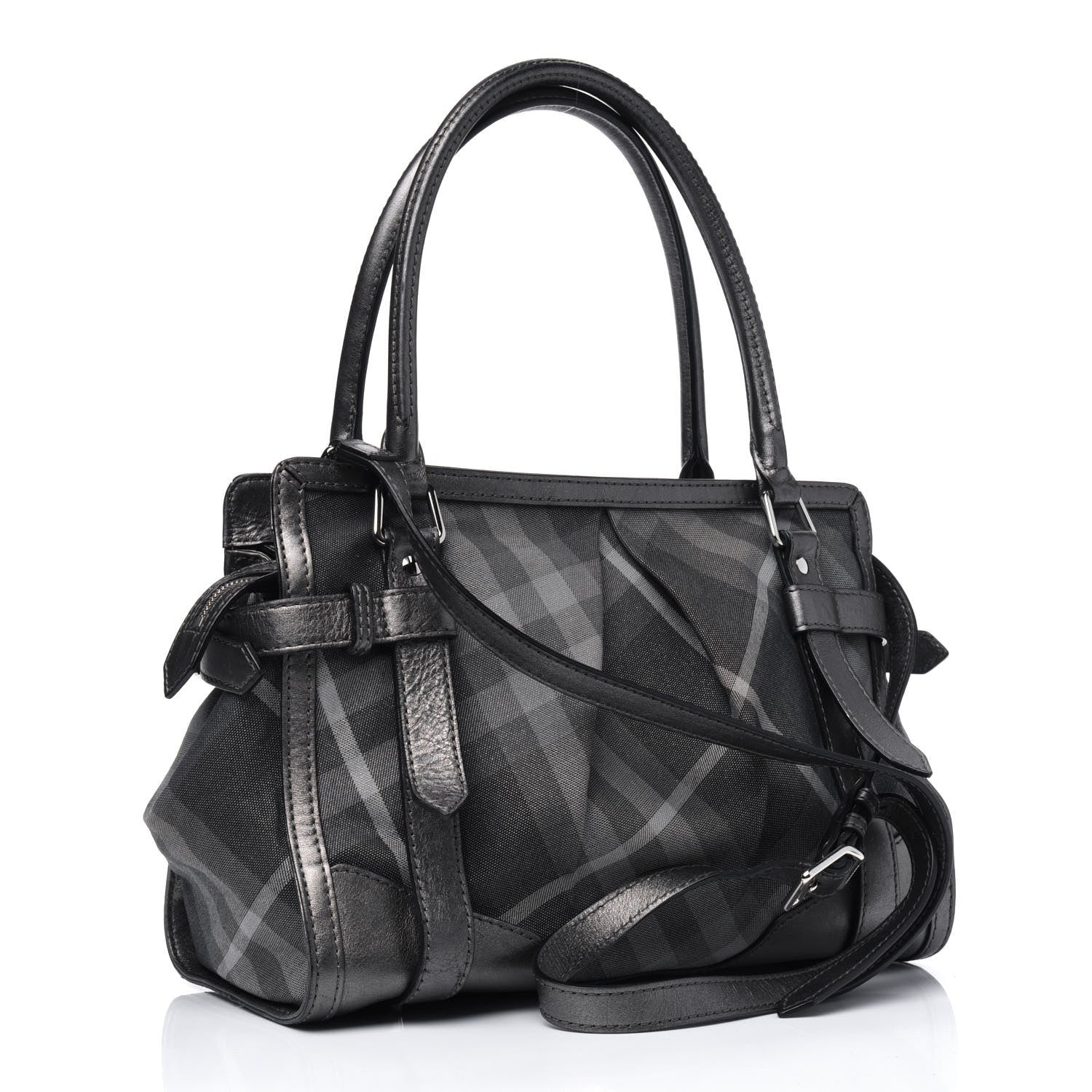 Burberry Shimmer Check Pilgrim Satchel Pewter 2 of 24