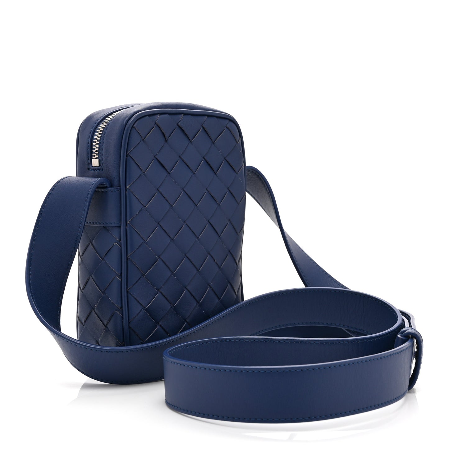 Nappa Intrecciato Phone Case Crossbody Bag Cobalt