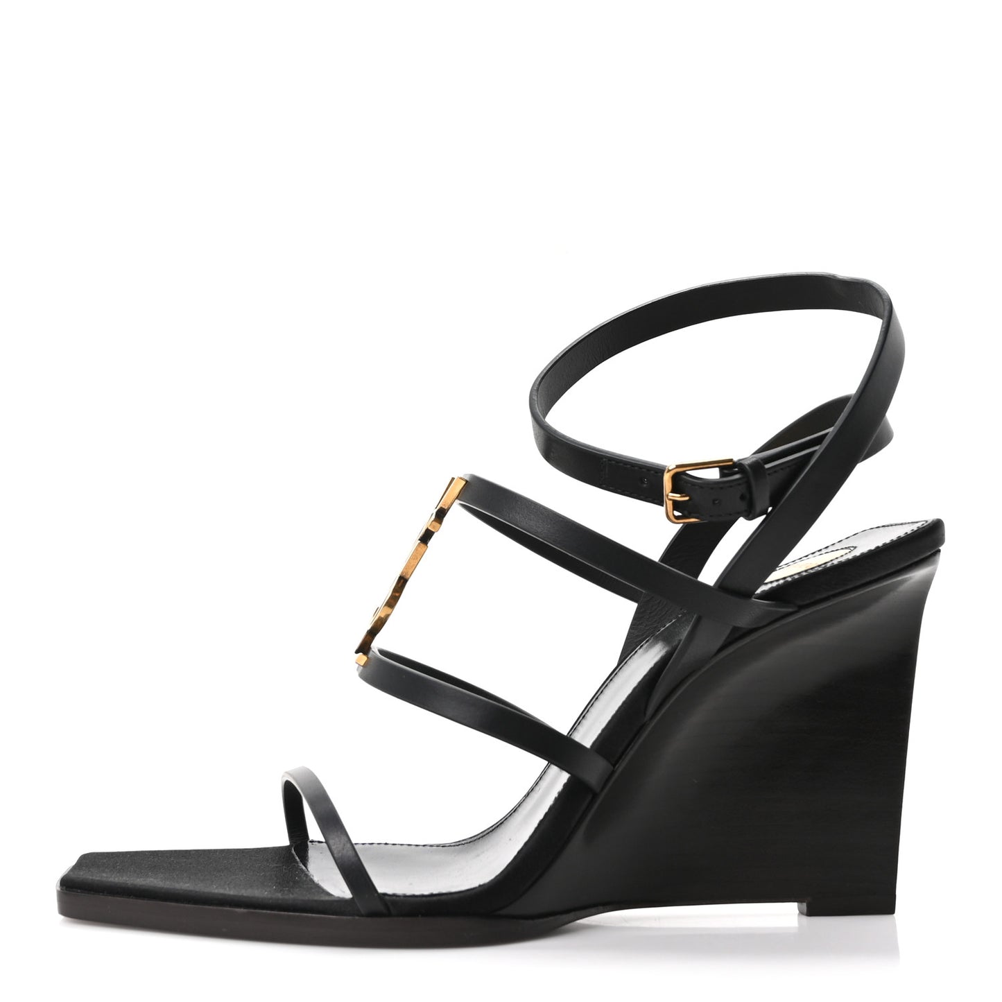Calfskin Cassandra 90 Wedges 39.5 Black Light Bronze