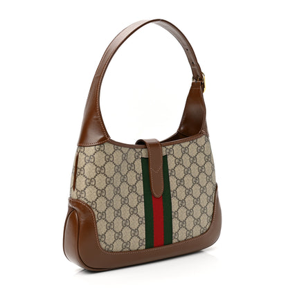 Gucci GG Supreme Monogram Azalea Calfskin Web Small Jackie 1961 Hobo Beige Ebony Brown Sugar 3 of 11