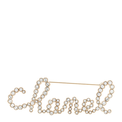 Chanel Metal Glass Swirling Pearls Brooch Pin Gold 1 of 4