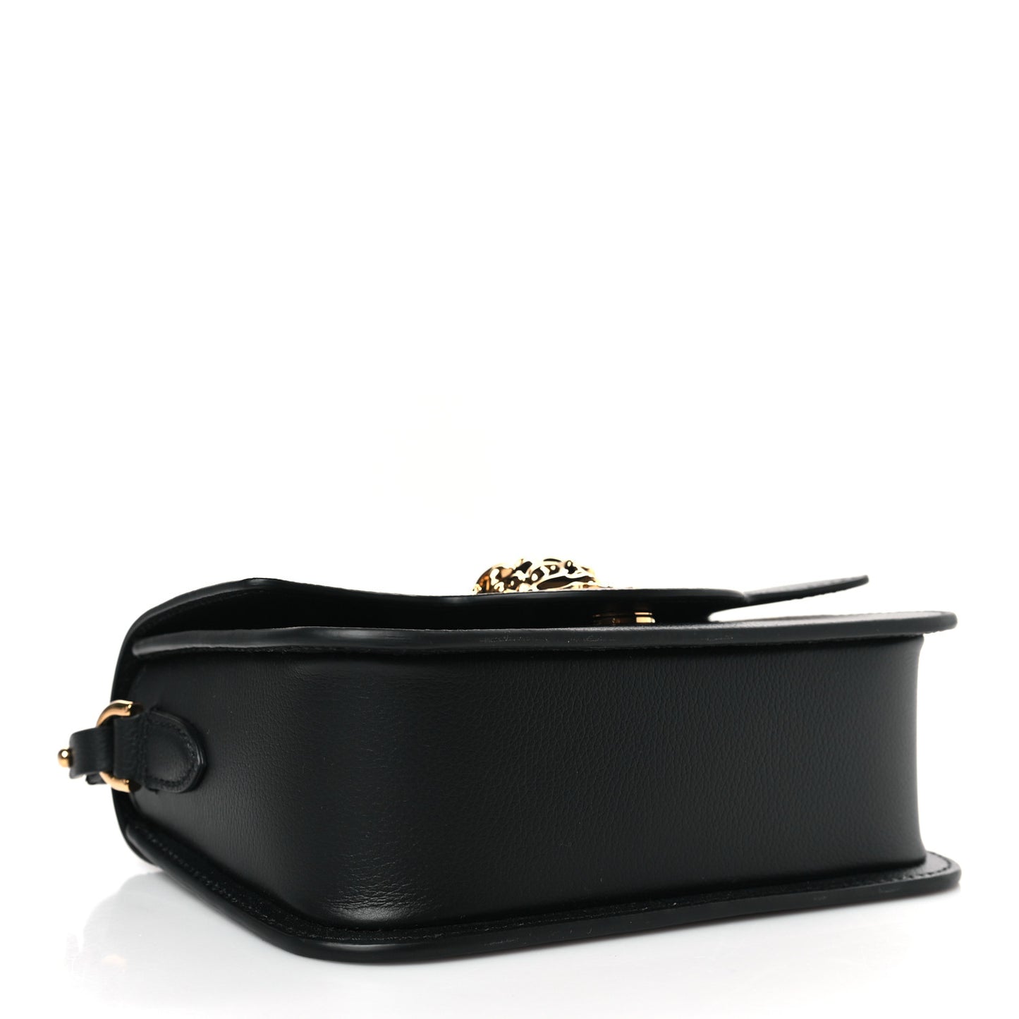 Grained Calfskin Medusa Camera Bag Black