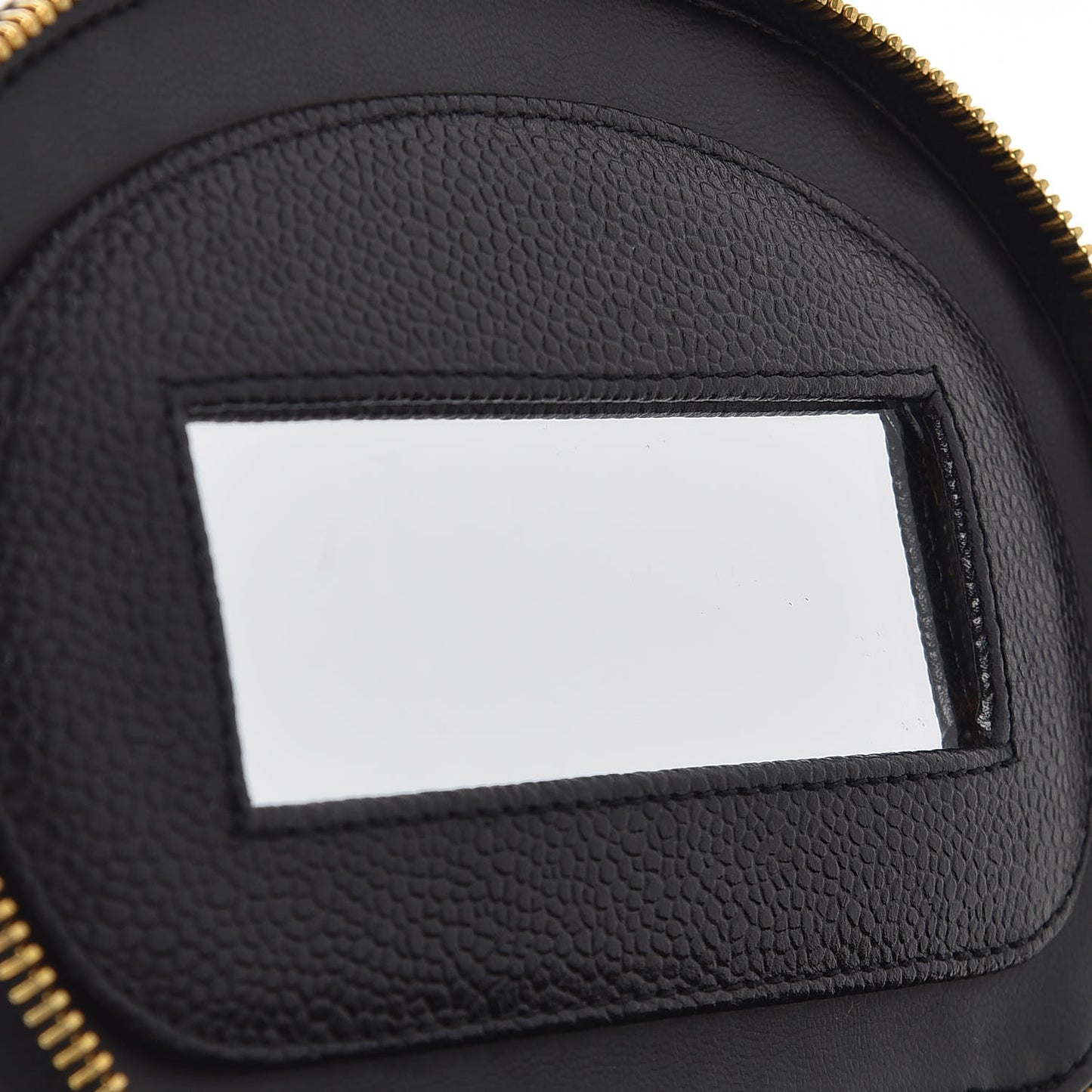 Caviar Round Jewelry Travel Case Black