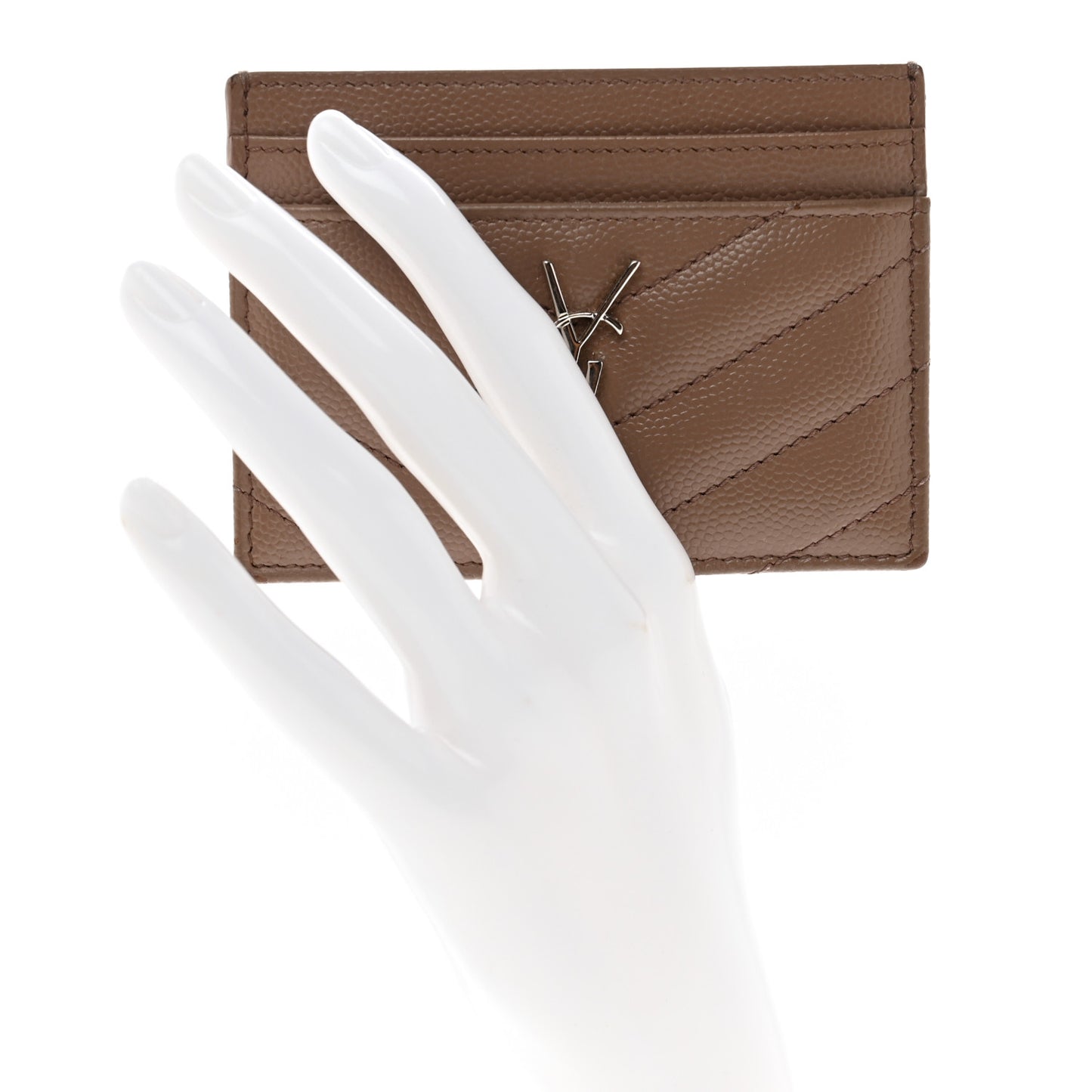 Grain De Poudre Matelasse Chevron Monogram Credit Card Case Fard