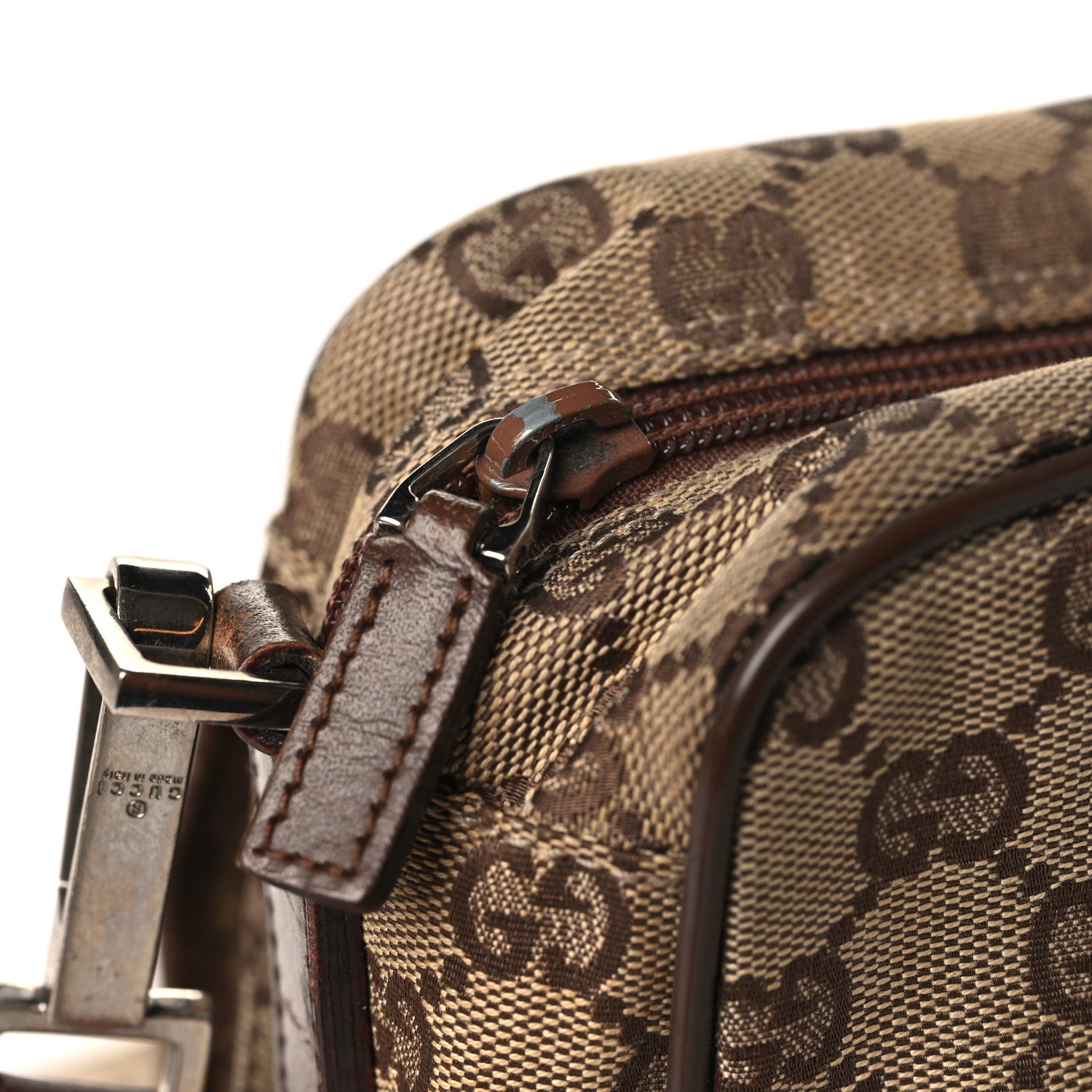 Gucci Monogram Flap Pocket Messenger Bag Beige Dark Brown 10 of 12