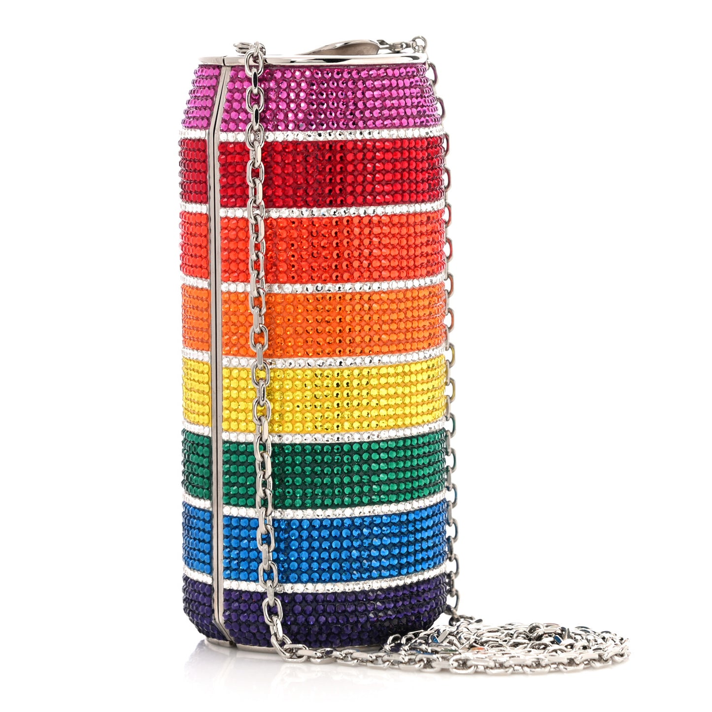 Crystal Optimism Can Minaudiere Clutch Silver Multicolor