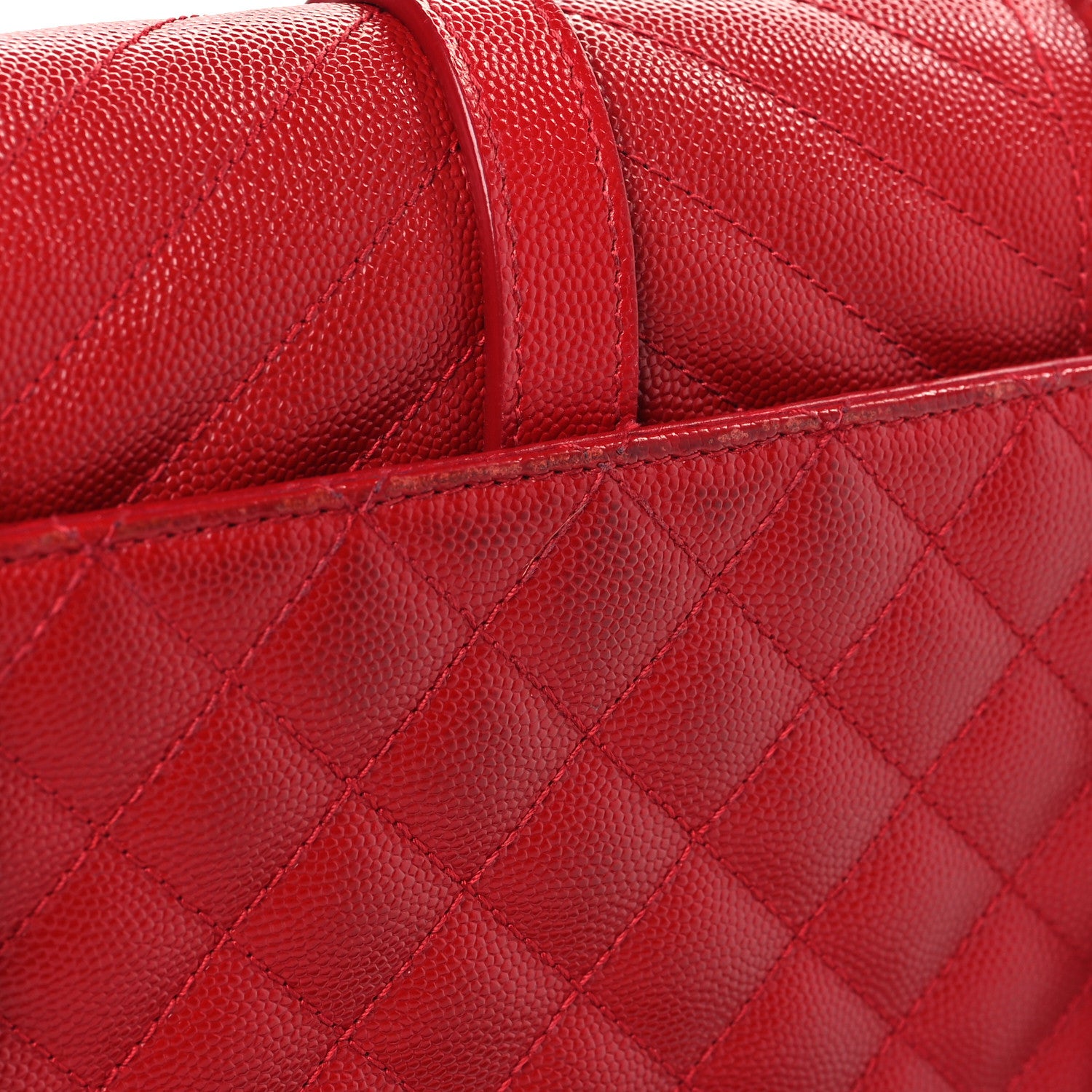 Saint Laurent Grain De Poudre Textured Mixed Matelasse Triquilt Medium Monogram Satchel New Red 11 of 12