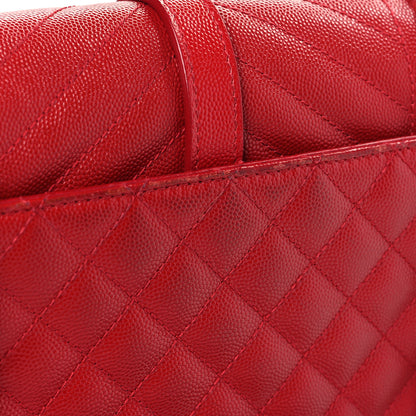 Saint Laurent Grain De Poudre Textured Mixed Matelasse Triquilt Medium Monogram Satchel New Red 11 of 12