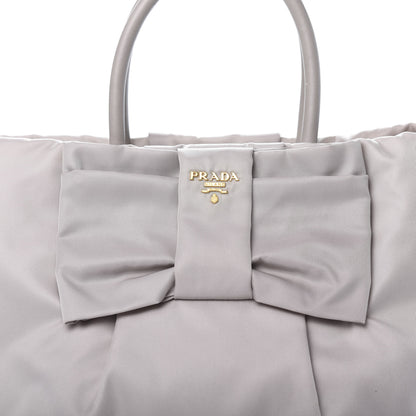 Prada Nylon Tessuto Fiocco Bow Tote Grey 10 of 12