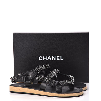 Chanel Lambskin Chain Sandals 41 Black 8 of 8