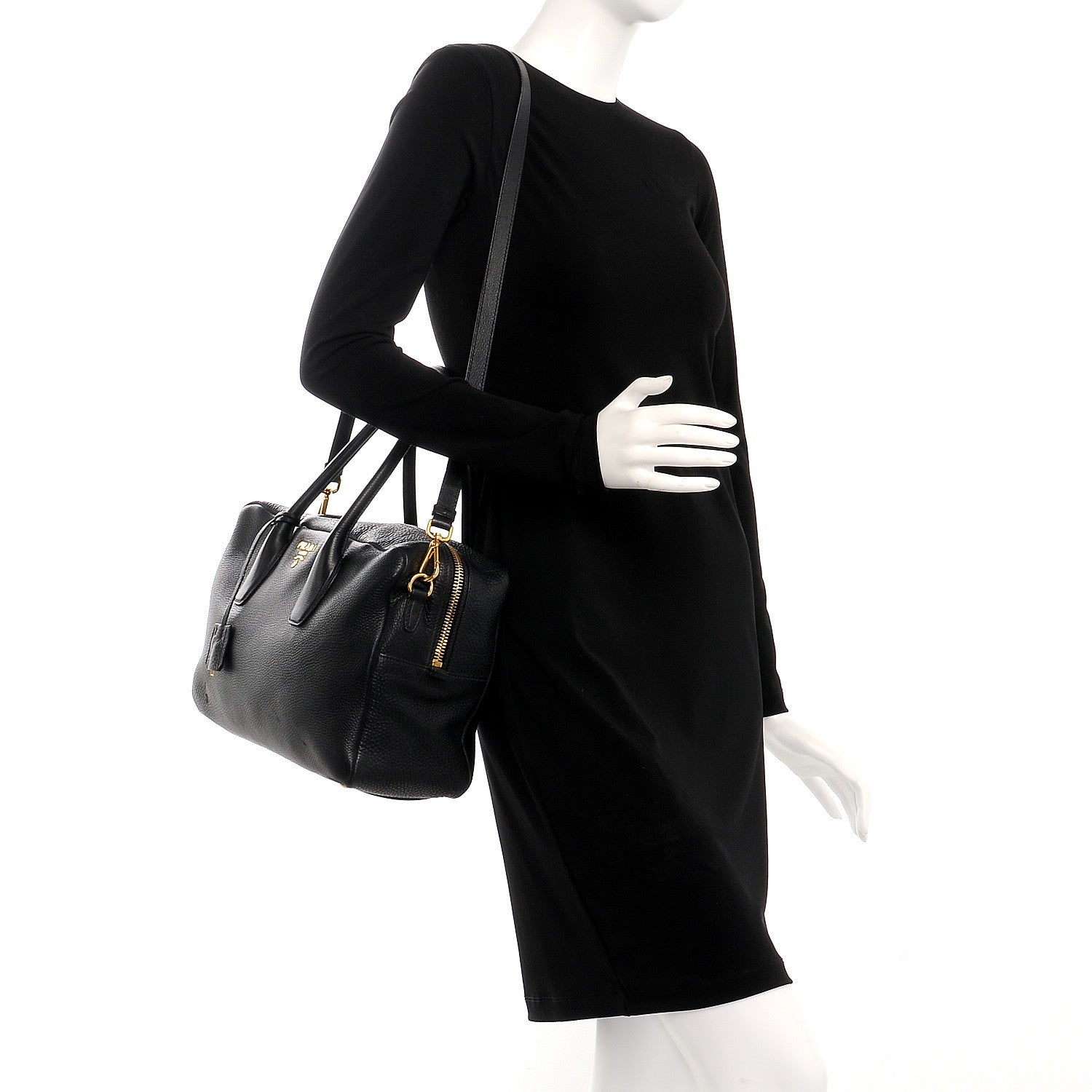 Prada Vitello Daino Shoulder Bag Nero Black 2 of 9