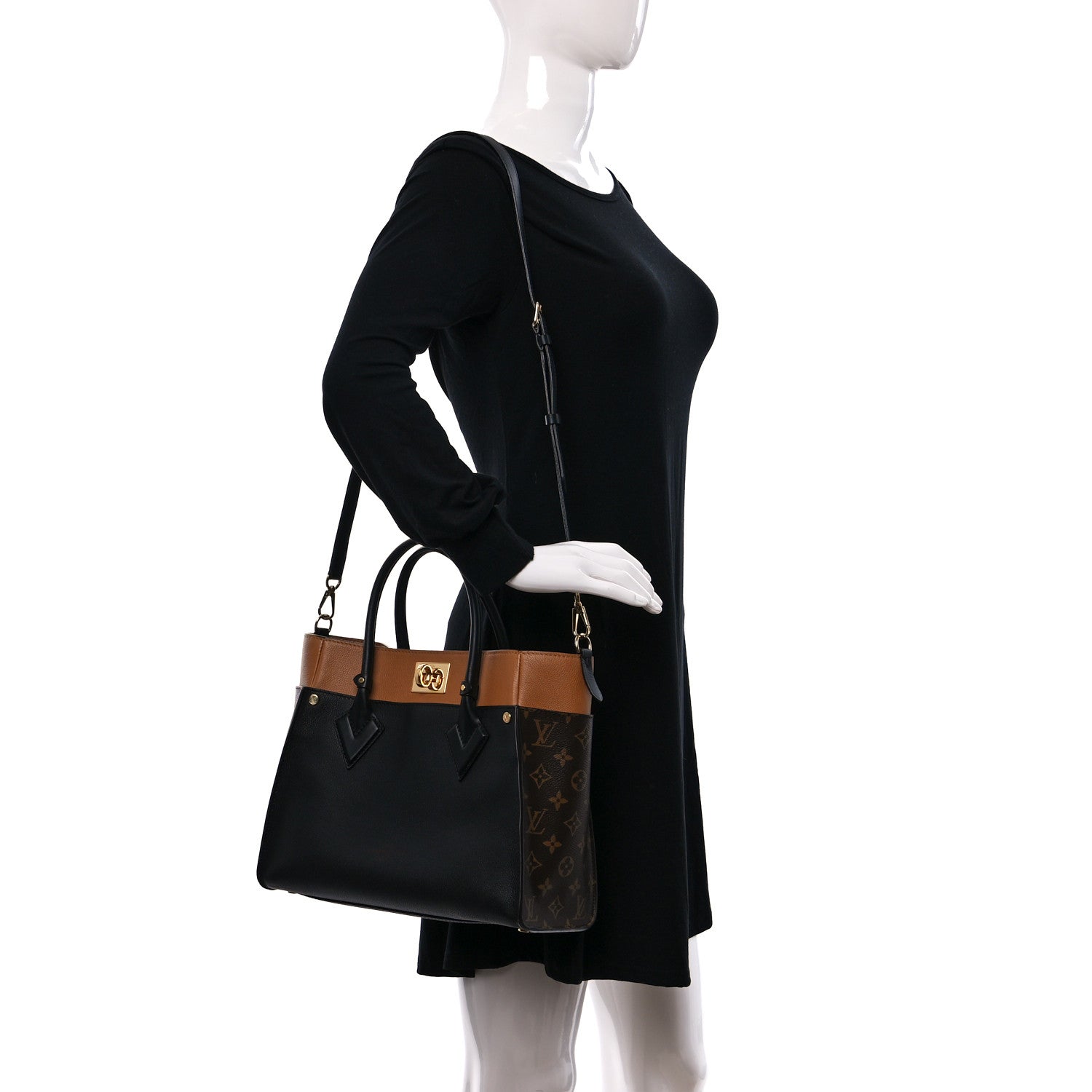 Louis Vuitton Calfskin Monogram On My Side Black 2 of 8