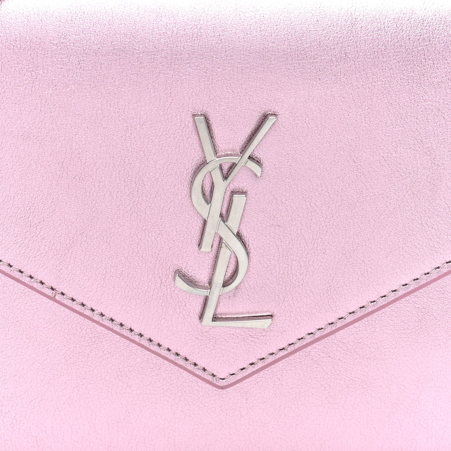 Metallic Calfskin Monogram Envelope Chain Wallet Pink