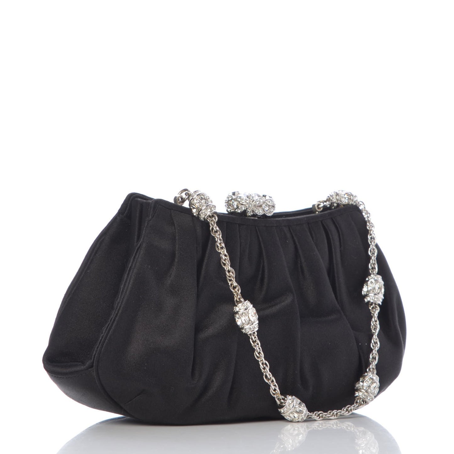 Crystal Satin Clutch Black
