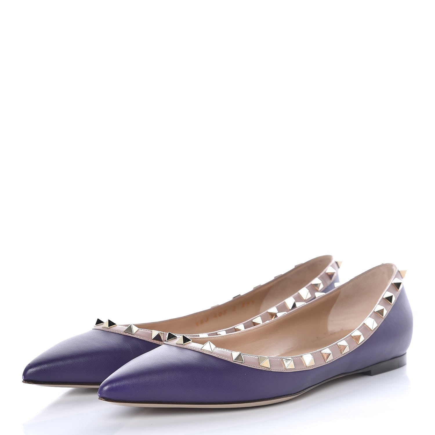 Valentino Garavani Calfskin Rockstud Ballerina Flats 39.5 Purple Poudre 3 of 9