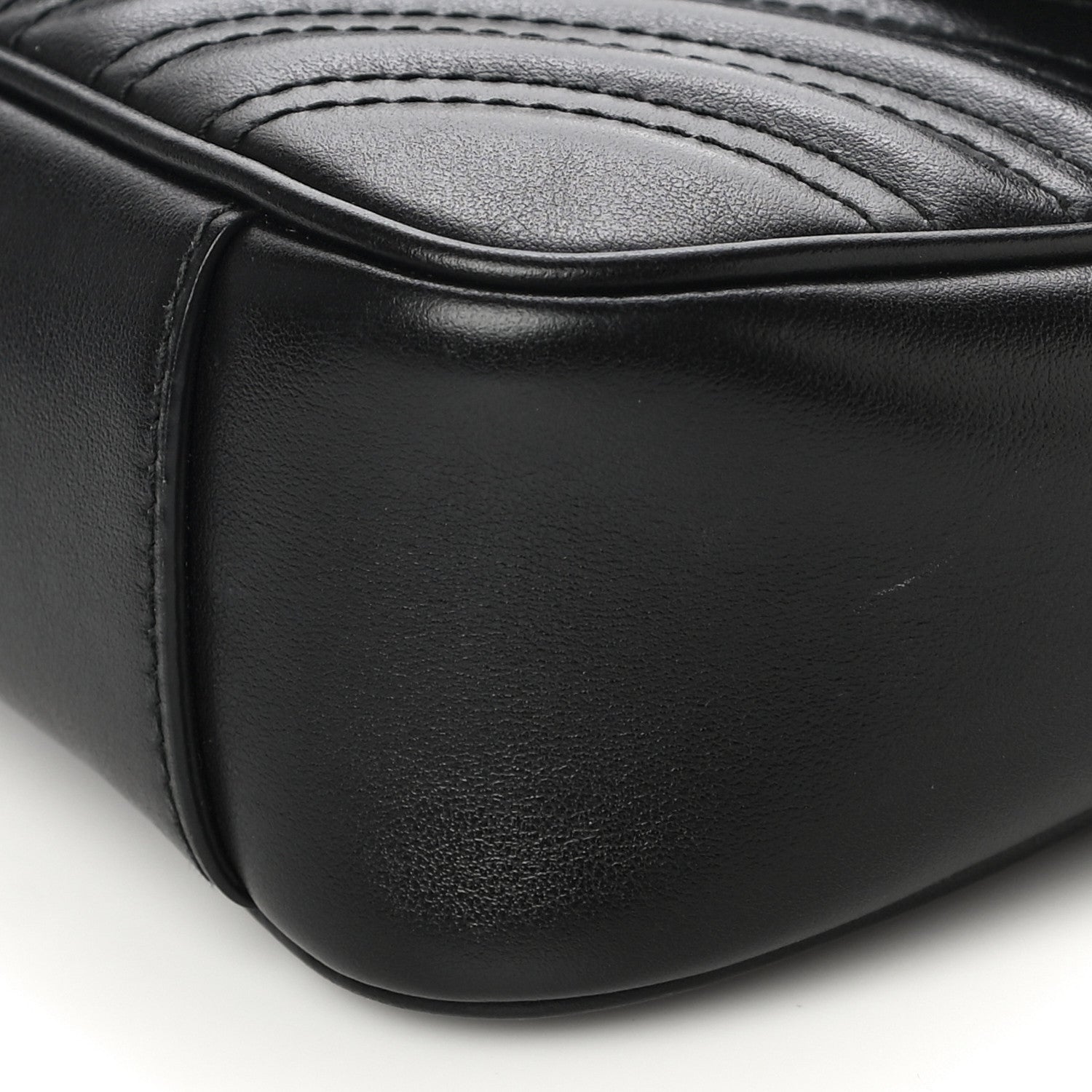 Gucci Calfskin Matelasse Mini GG Marmont Shoulder Bag Black 11 of 12