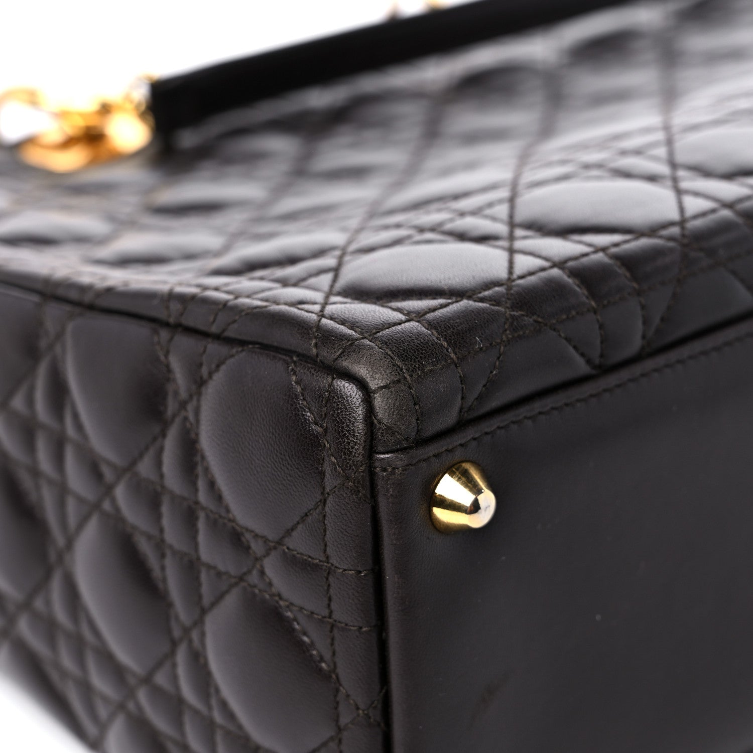 Christian Dior Lambskin Cannage Large Lady Dior Dark Brown 10 of 16