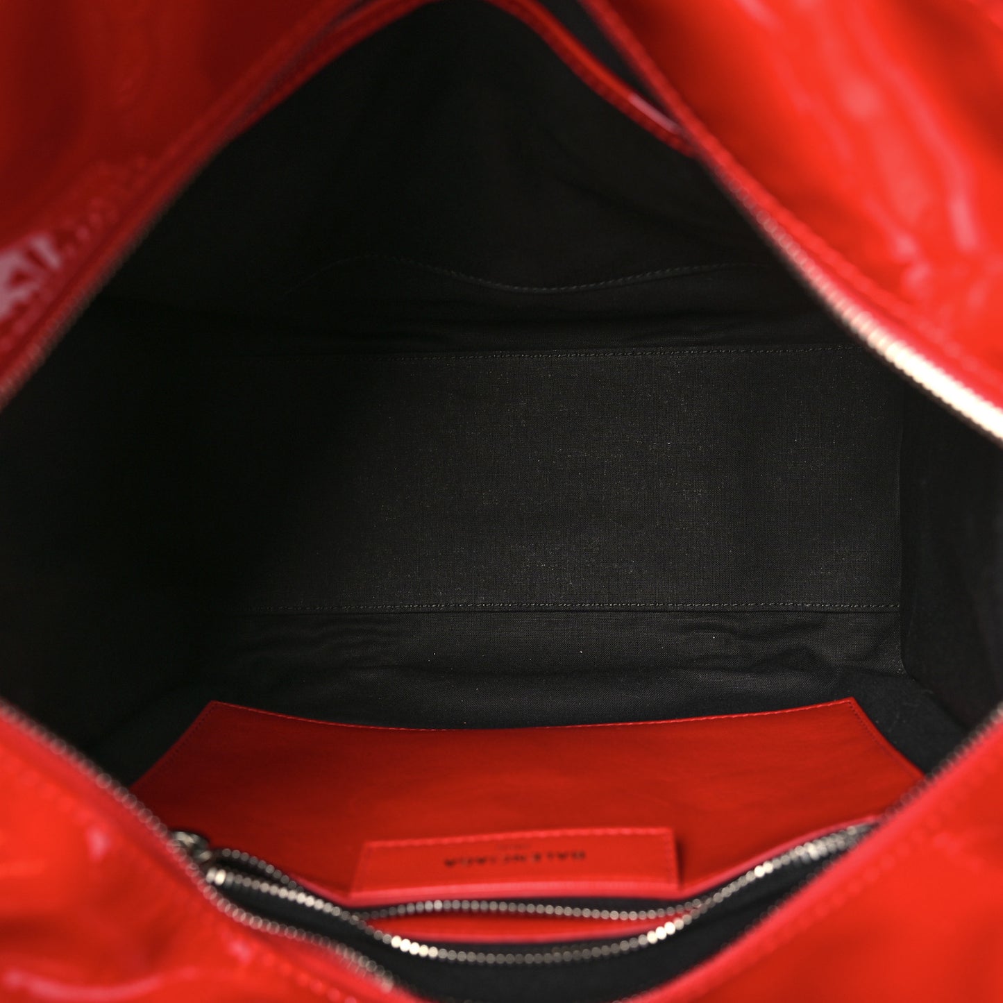Patent Small Bazar Shopper Tote Red