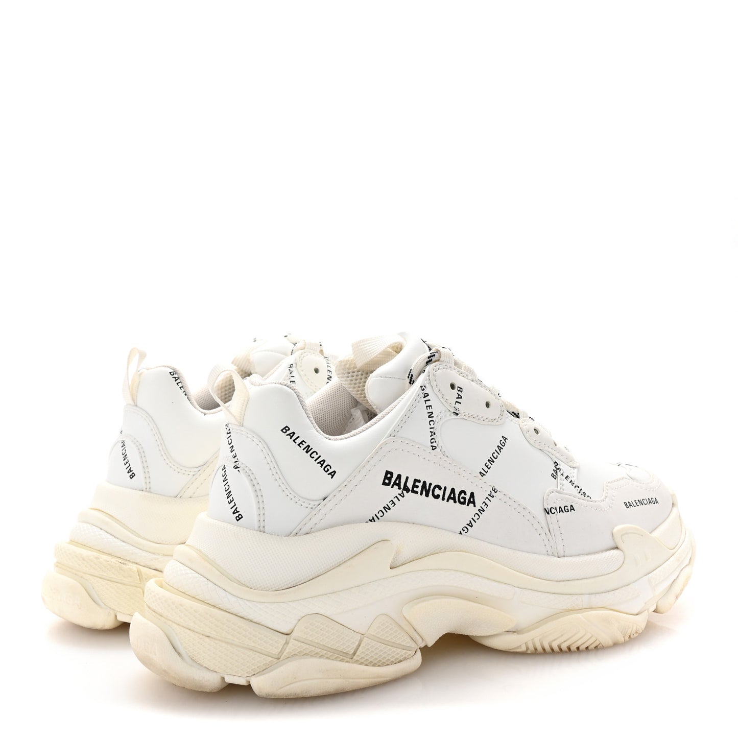 Technical Fabric Allover Logo Womens Triple S Sneakers 39 White Black