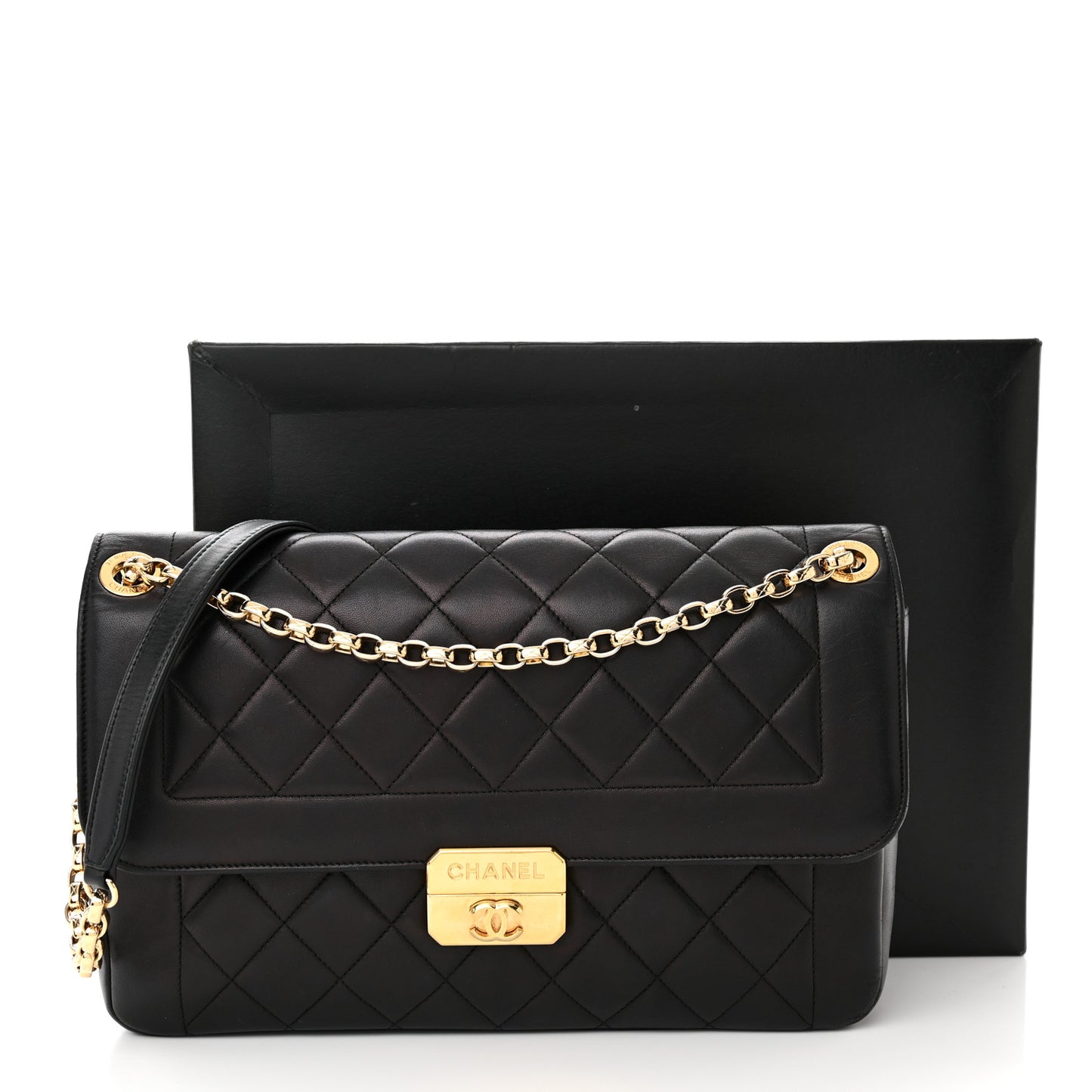 Lambskin Quilted Large Chic With Me Flap Black
