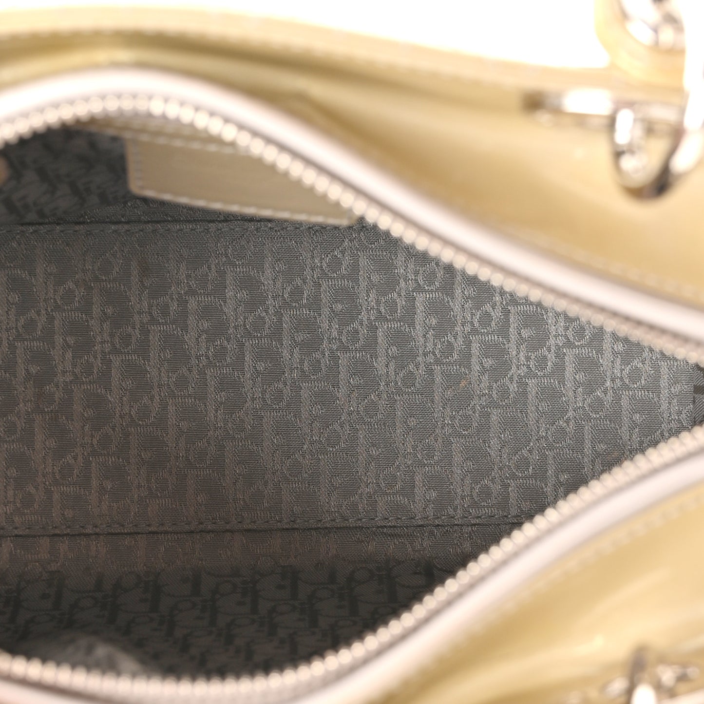 Patent Cannage Studded Double Strap Medium Lady Dior Beige