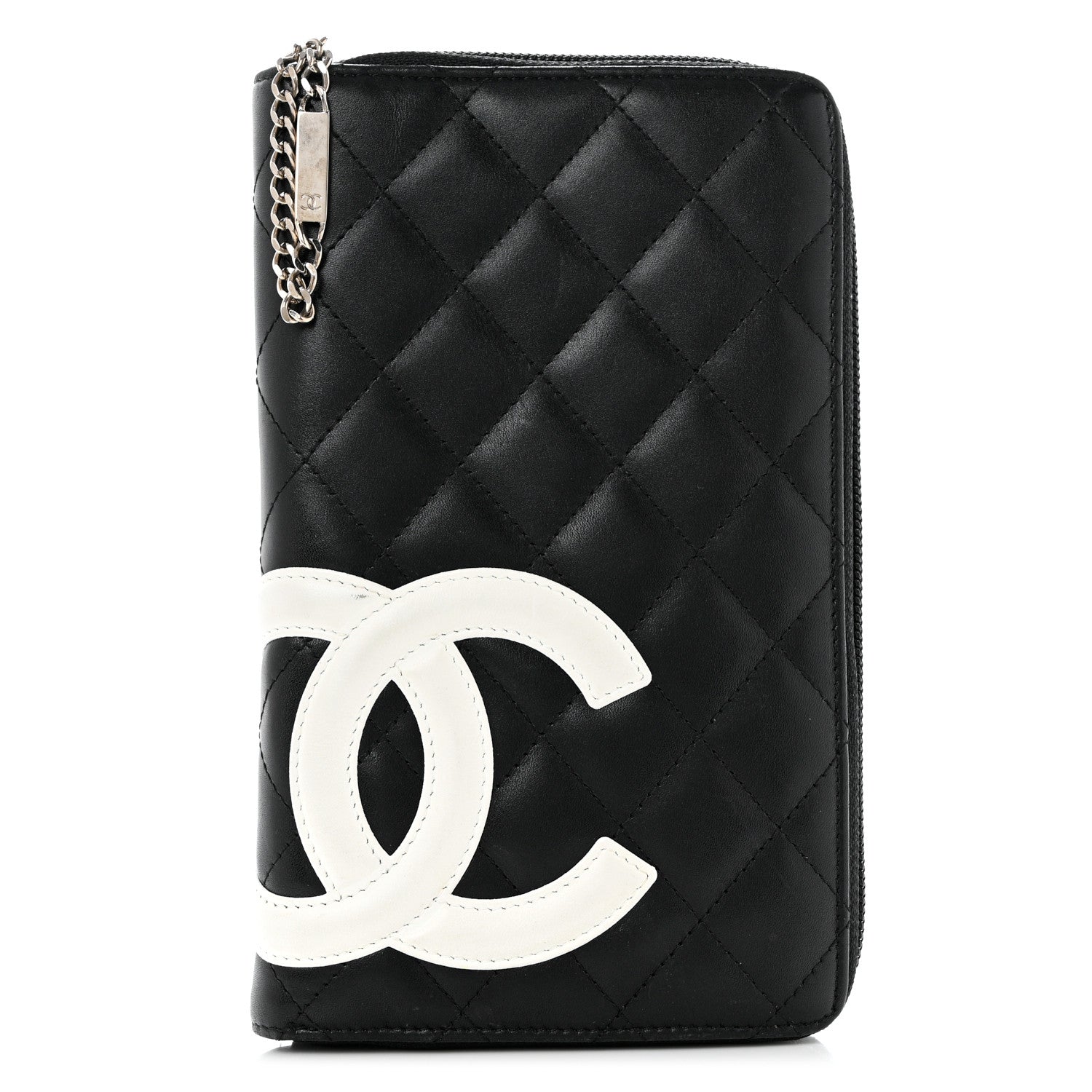 Chanel Calfskin Cambon Zip Around Organizer Wallet Black White 1 of 9
