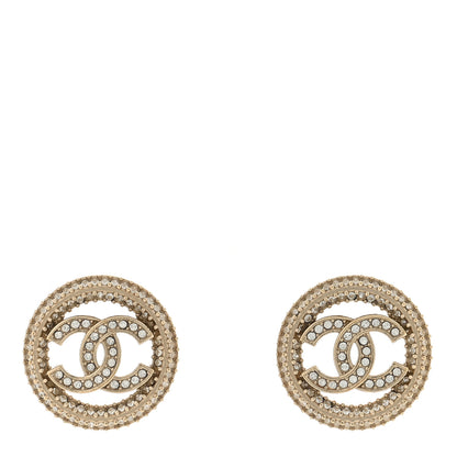 Chanel Crystal CC Vendome Round Earrings Gold 1 of 4