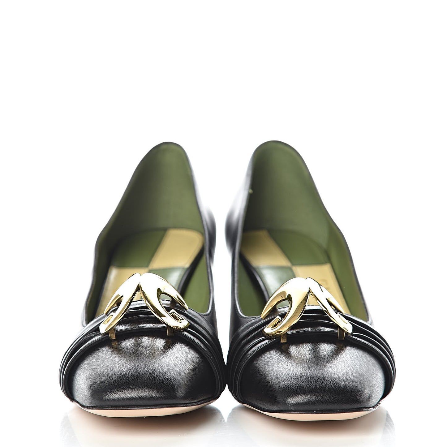 Malaga Kid Half Moon GG Square Toe Pumps 36.5 Black