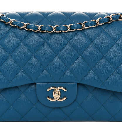 Chanel Caviar Quilted Jumbo Double Flap Blue 8 of 10