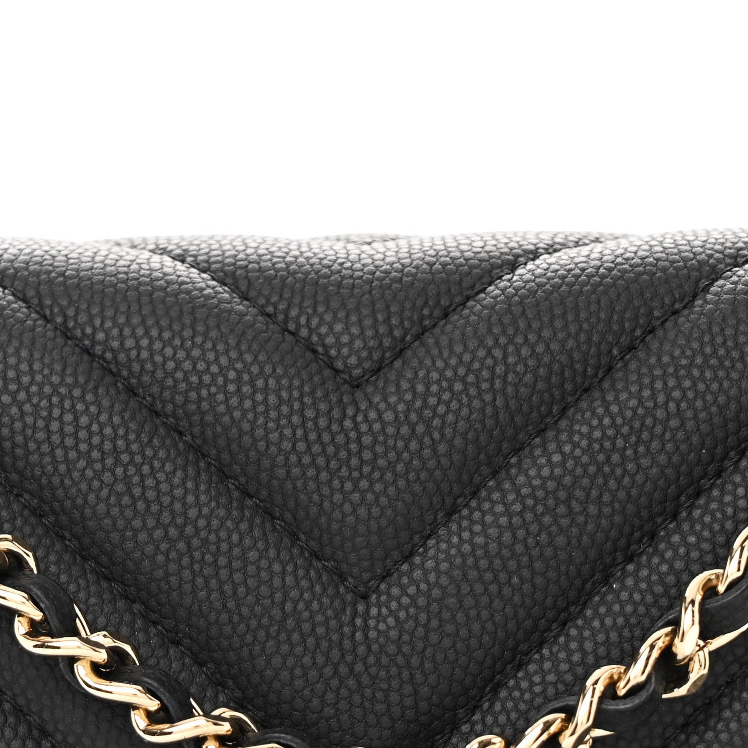 Chanel Caviar Chevron Quilted Wallet On Chain WOC Black 9 of 12
