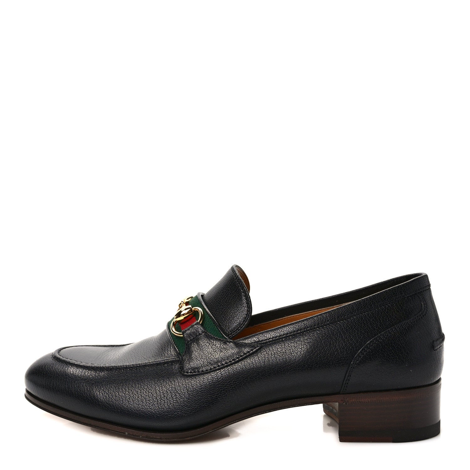 Gucci Goatskin Web Mens Horsebit Loafers 6.5 Black 1 of 9