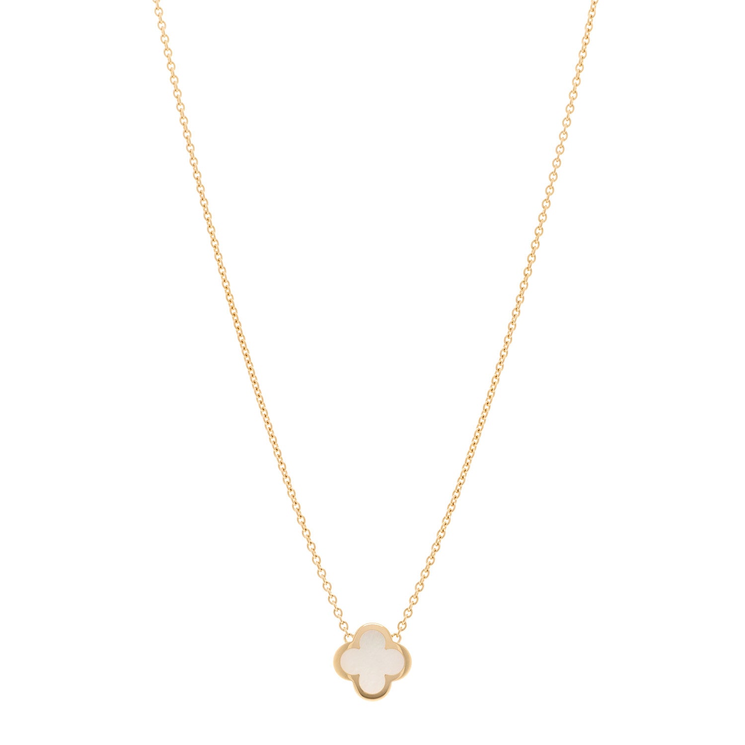 Van Cleef & Arpels 18K Yellow Gold Mother of Pearl Pure Alhambra Pendant Necklace 1 of 5