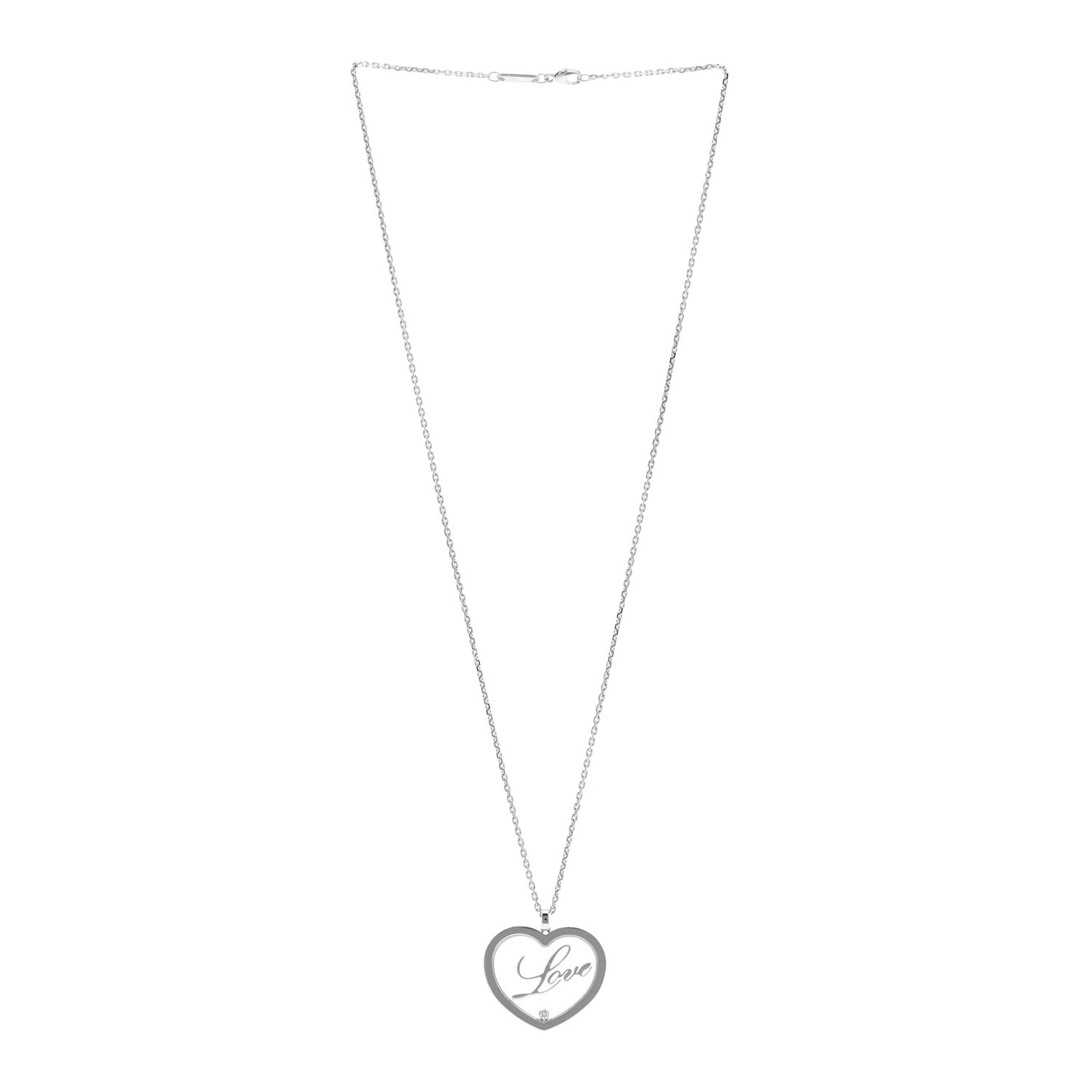 18K White Gold Diamond Happy Diamonds Love Pendant Necklace