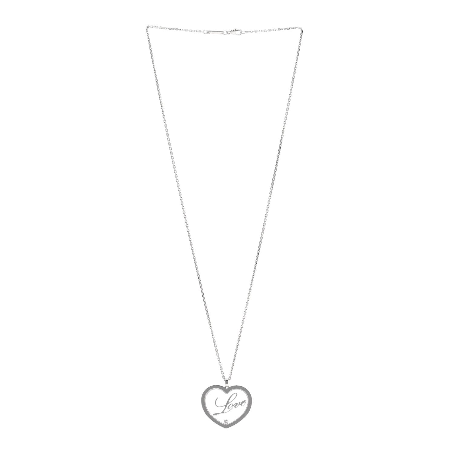 Chopard 18K White Gold Diamond Happy Diamonds Love Pendant Necklace 3 of 4