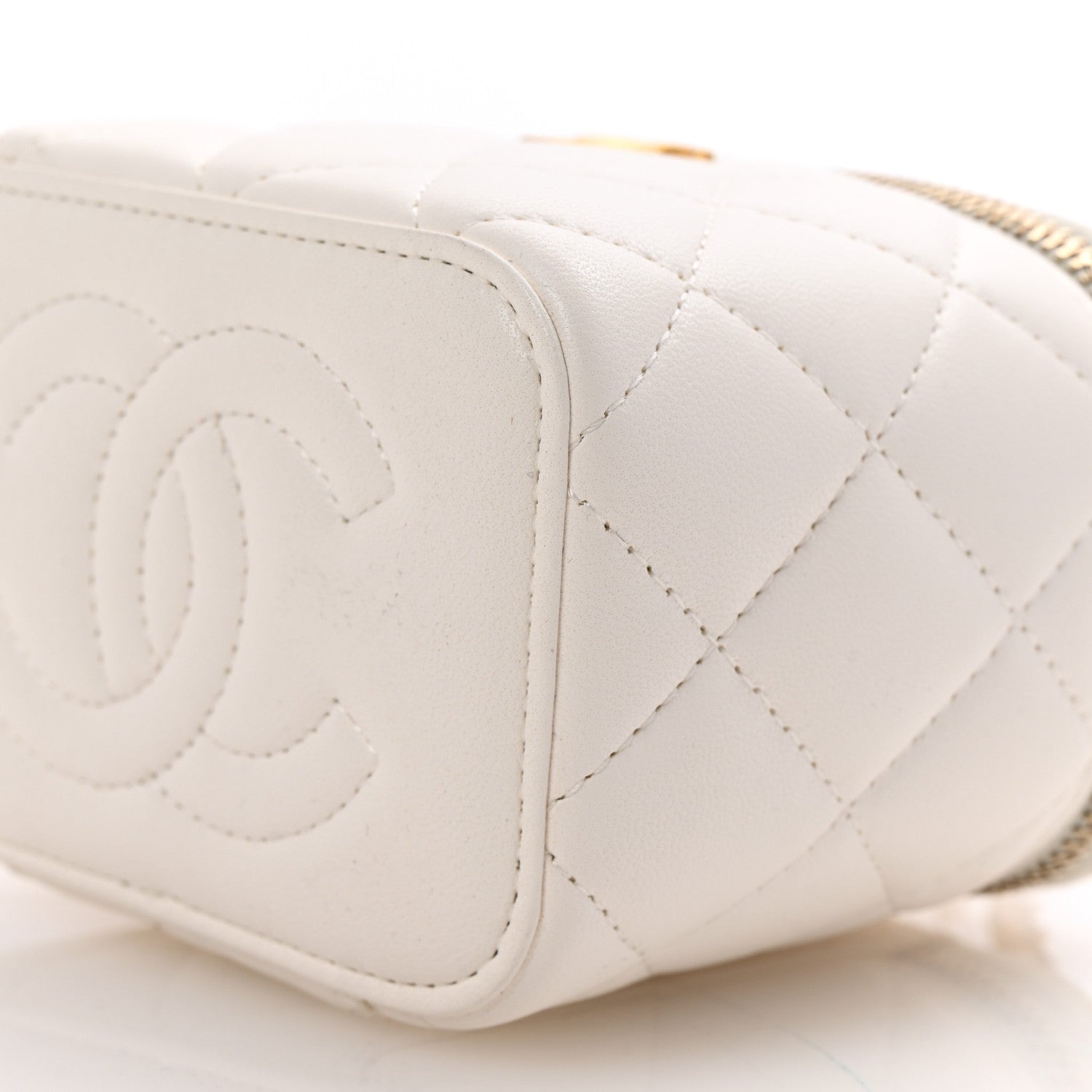 Chanel Lambskin Quilted Mini Vanity Case With Chain White 8 of 10