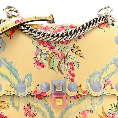 Fendi Vitello Marie Antoinette Print Scalloped Mix Studded Small Kan I Shoulder Bag Panna Multicolor 8 of 15