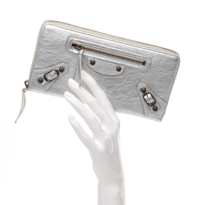 Balenciaga Agneau Classic Hardware Continental Zip Around Wallet Gris Aluminum 2 of 7