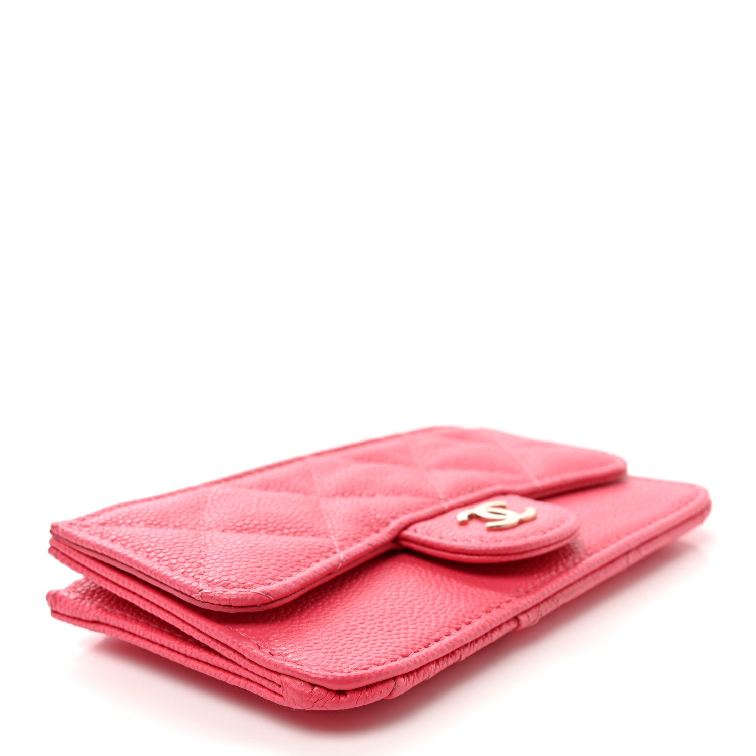Chanel Caviar Quilted Flap Zip Card Holder Dark Pink 4 of 7