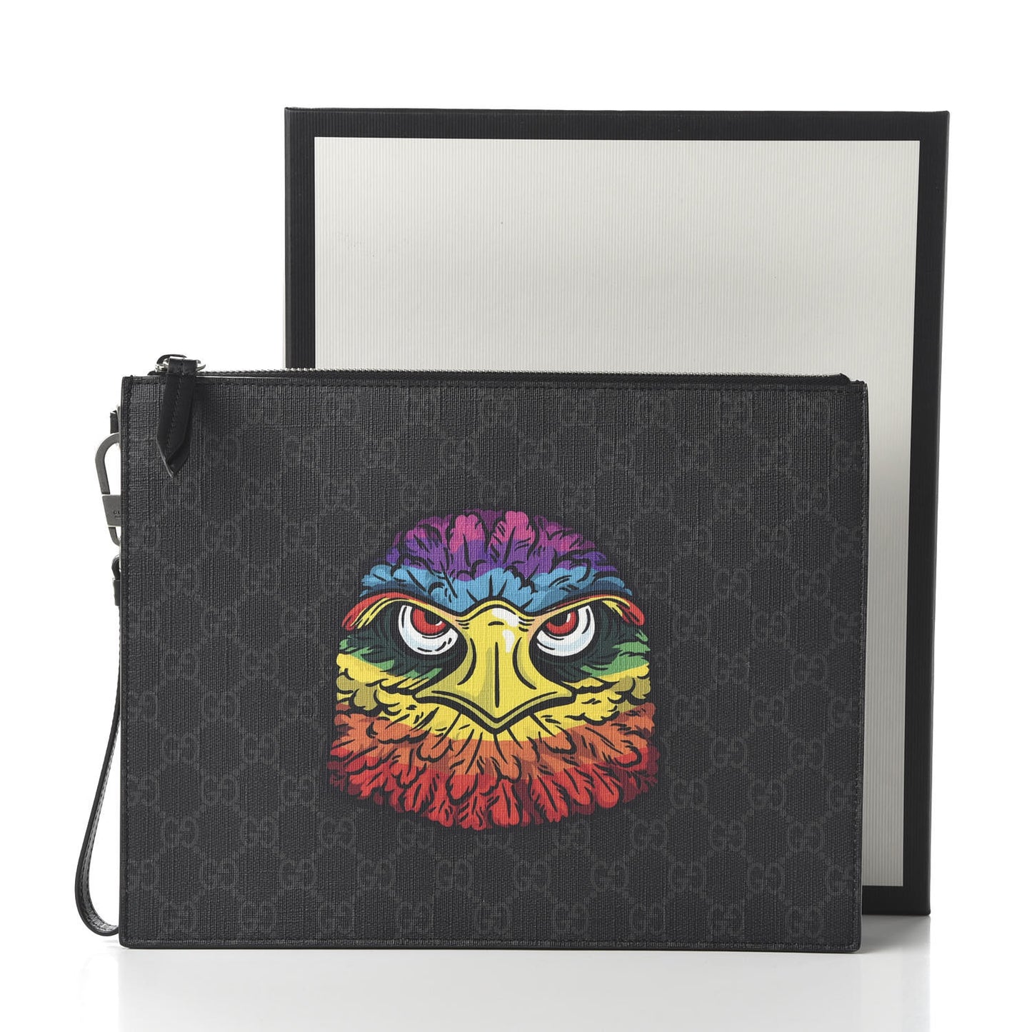 GG Supreme Monogram Rainbow Eagle Documents Holder Black Grey Multicolor