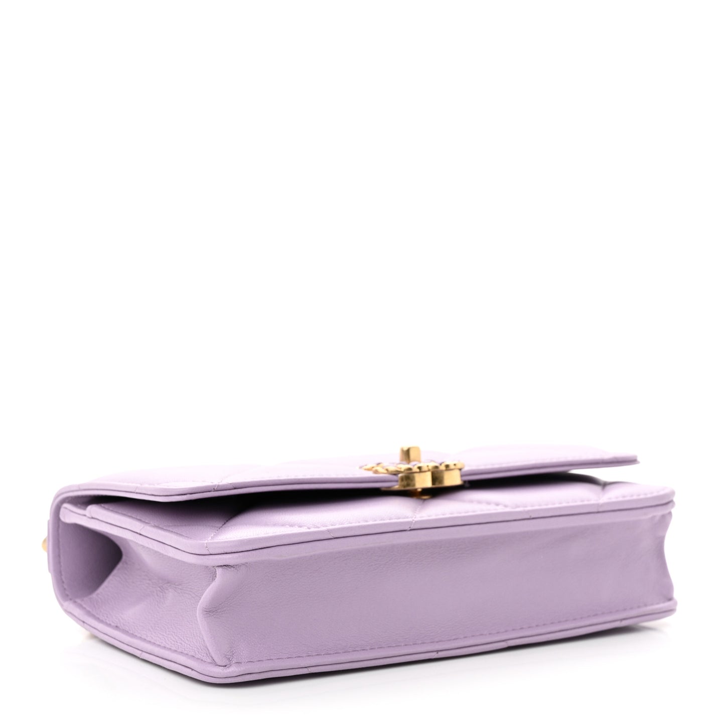 Lambskin Quilted Chanel 19 Wallet On Chain WOC Light Purple