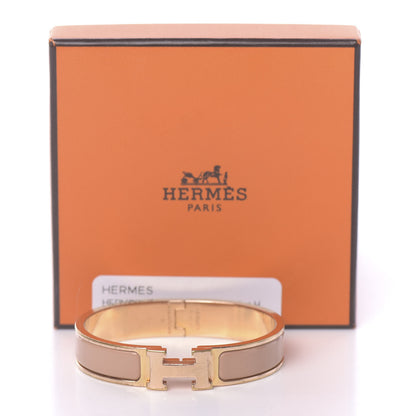 Hermes Enamel Narrow Clic Clac H Bracelet PM Beige Nacre 5 of 5