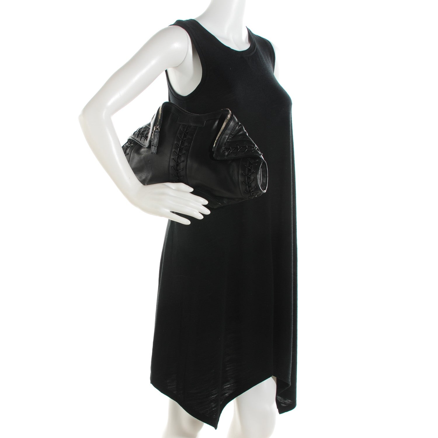 Alexander McQueen Lambskin Lace Up De Manta Clutch Black 2 of 7