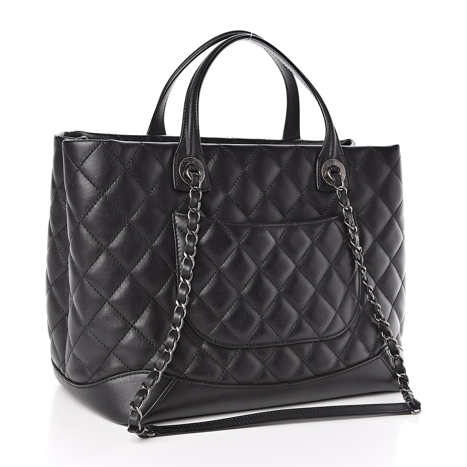 Chanel Calfskin Quilted Small Easy Shopping Tote Black 3 of 10