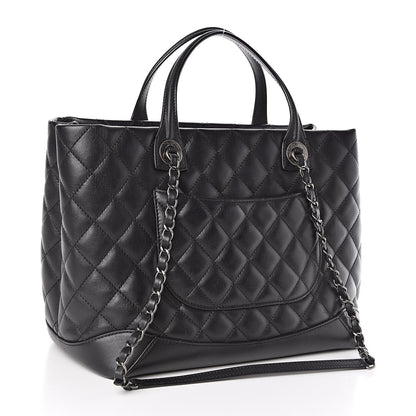 Chanel Calfskin Quilted Small Easy Shopping Tote Black 3 of 10