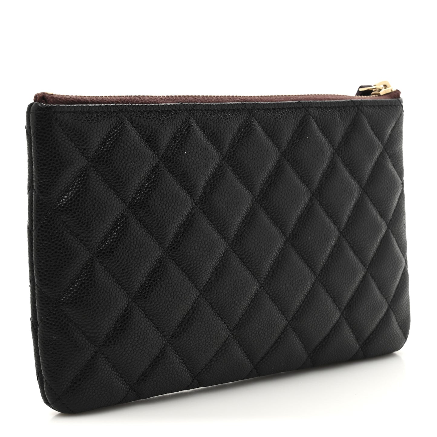 Caviar Quilted Small Zipped Pouch Black