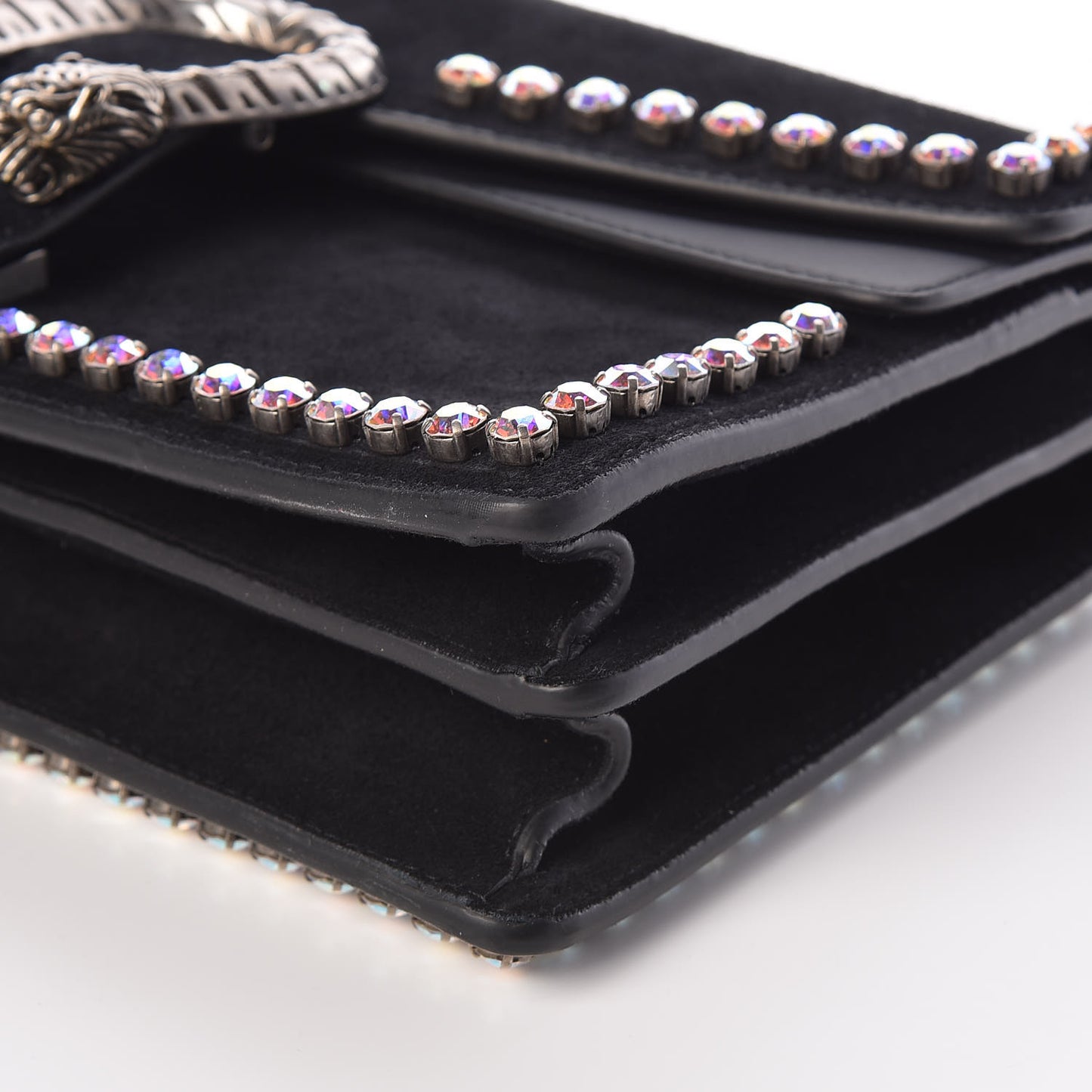 Suede Crystal Small Dionysus Shoulder Bag Black
