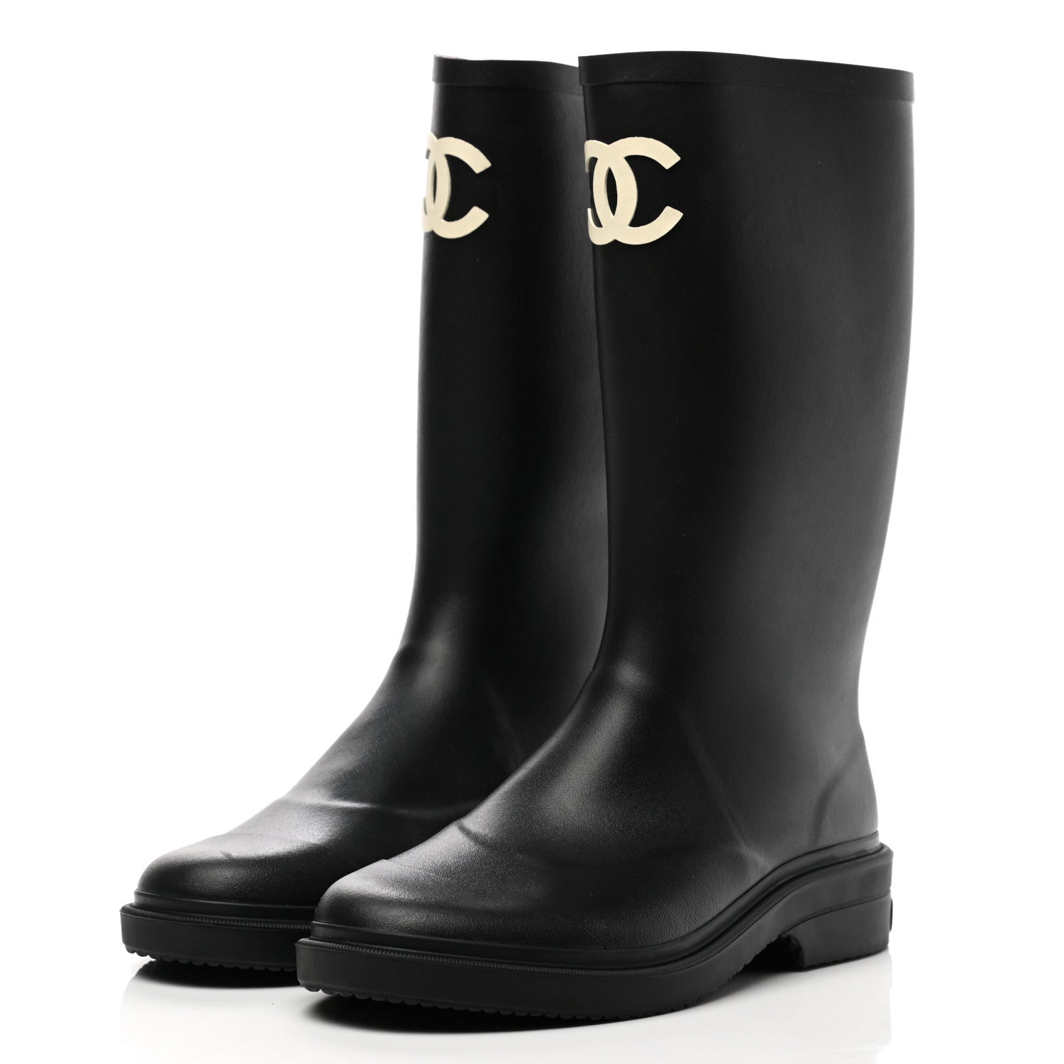 Chanel Caoutchouk CC High Boots 40 Black 3 of 9